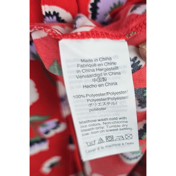 J Crew Wrap Dress Womens 2 Red White Floral V Neck Short Flirty Tie Colorful - Picture 8 of 13